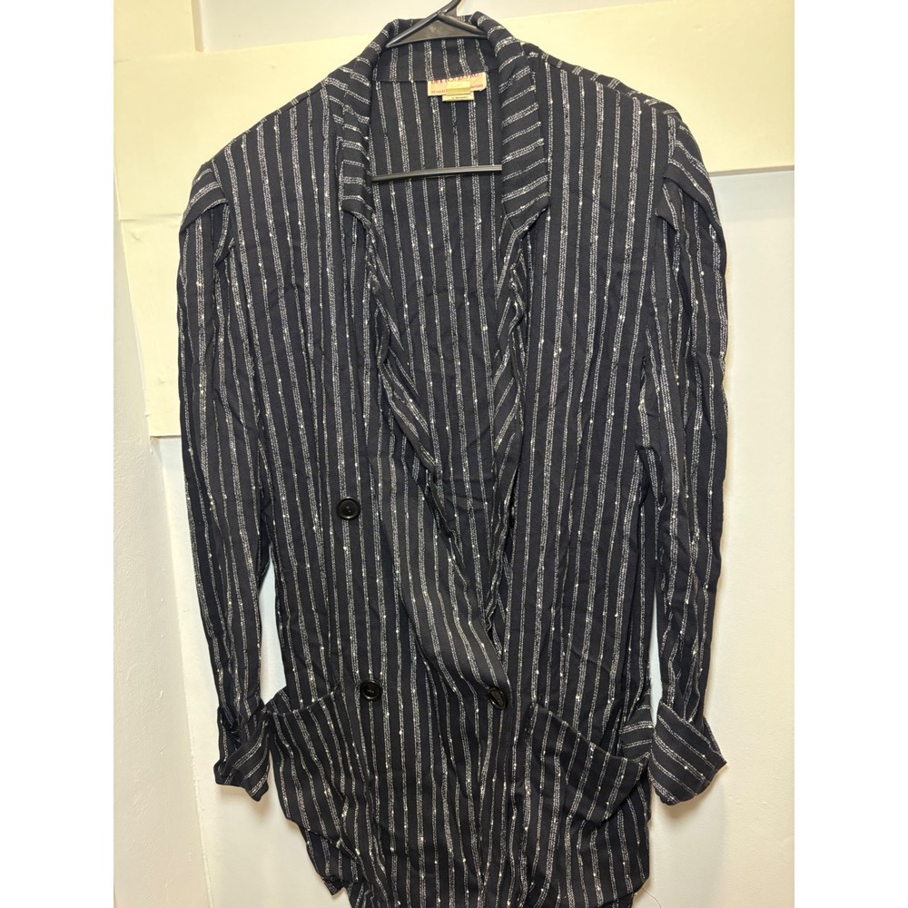 Vintage Diamond's Run Wayne Diamond Pinstripe Blazer Black 13-14